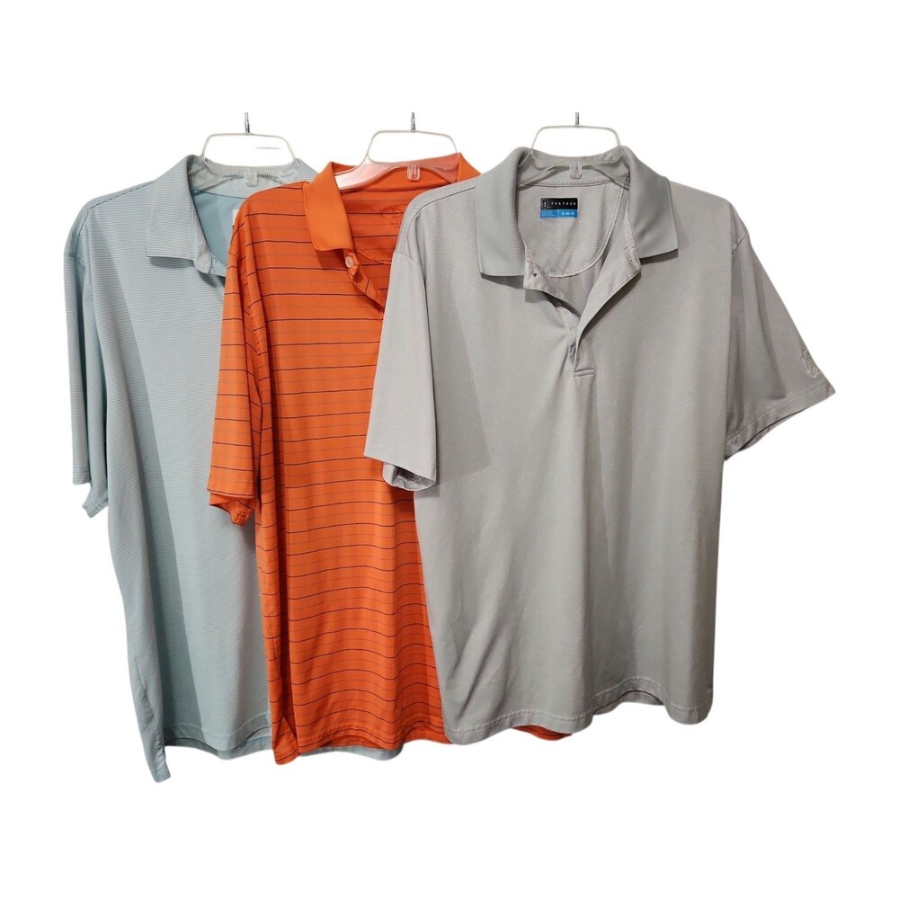Lot 3 Mens Polo Golf Shirts  XL  PGA Tour Greg Norman DC Performance Polyester